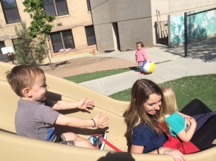 children on slide